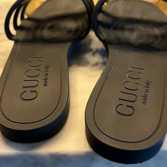 Gucci Black Open-Toe Sandals palm slide 38 - Picture 3 of 5